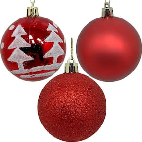 Kit 36 Bolas Natalino Enfeite árvore Natal Vermelho Glitter