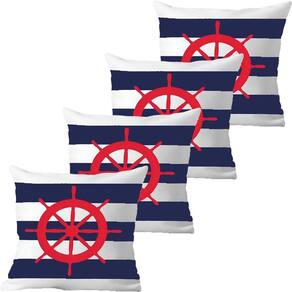 Kit 4 Capas De Almofadas Vermelho Timão Navegação Marítima