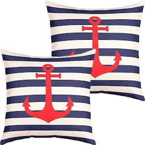 Kit 2 Capas De Almofadas Vermelho âncora Navegação Marítima