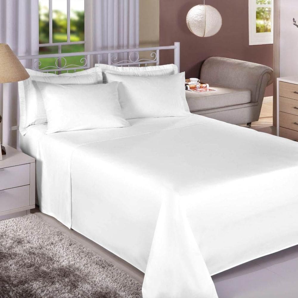 Jogo De Cama Casal 100% Algodão Premium Plus 4 Peças Branco