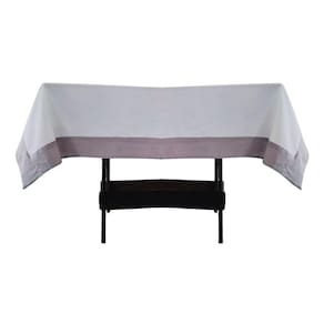 Toalha Mesa Gabardine Borda Linho 1,45x2,90 8 Lugares Branco