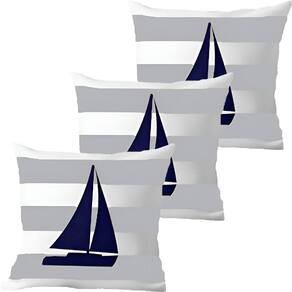 Kit 3 Capas De Almofadas Navegação Barco à Vela Marítima