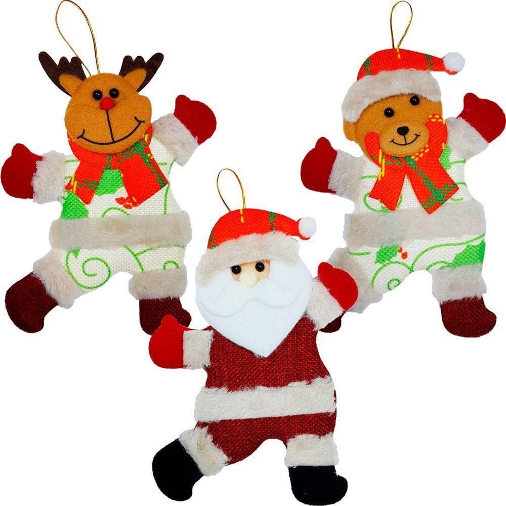 Kit 12 Decoração árvore De Natal Rena Noel Urso Natalino 19cm