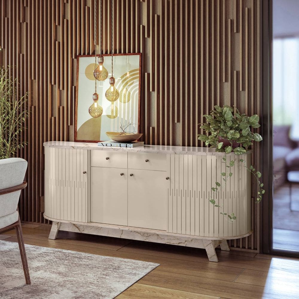 Buffet Aparador 4 Portas 2 Gavetas 183x81cm Mônaco Madetec