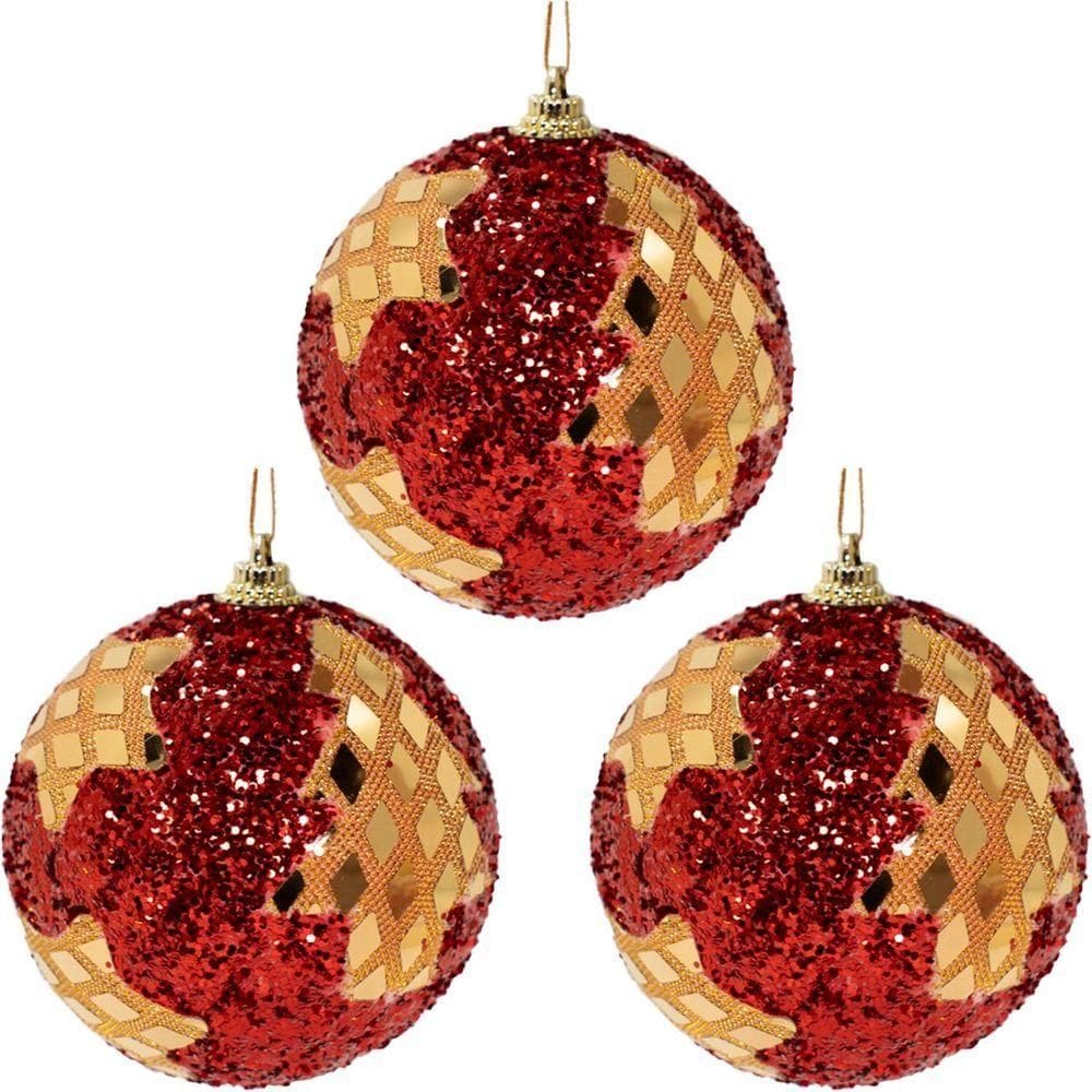 Kit 3 Enfeite Bolas Natalina árvore Natal Artesanal Estrela