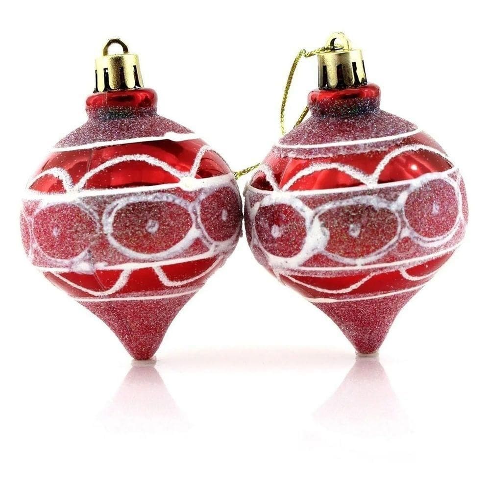 Kit 36 Bolas Pião Enfeite árvore Natal Glitter Pendente 60mm