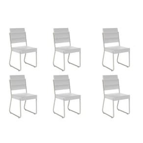 Cadeira Sala de Jantar 1736 Kit 6 Uni Prata/Courino Branco - Carraro