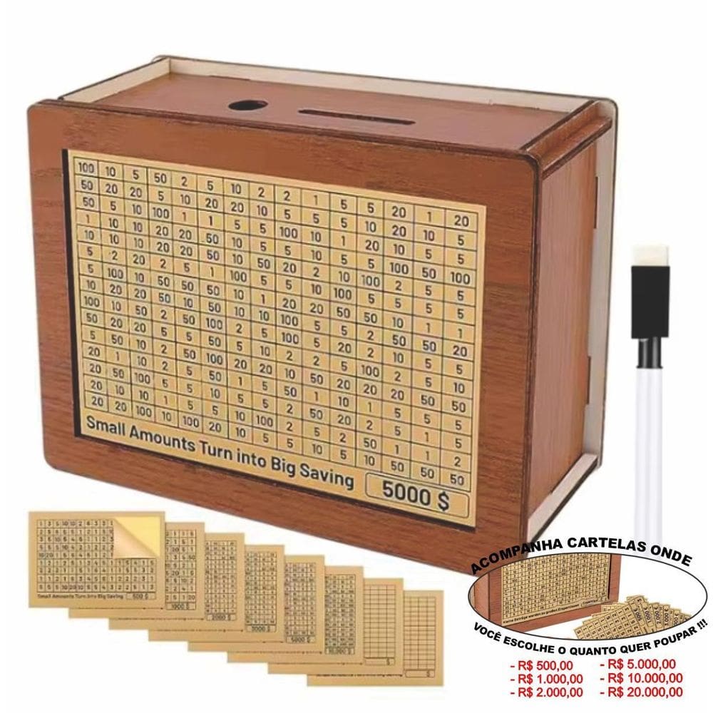 Cofre Guarda Dinheiro Woodbox Japones Kakebo Desafio Classic