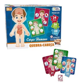 Quebra Cabeça Pedagógico Progressivo Corpo Humano 3 Em 1
