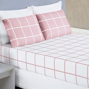 Jogo De Cama Lençol 200 Fios Austin Casal Padrão 03 Peças - Rosa