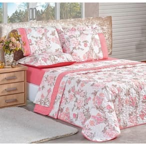 Cobre Leito Estampado Micropercal 200 Fios Naturale Solteiro 02 Peças - Serene