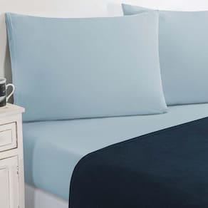 Jogo De Cama Malha Lençol 100% Algodão Gran Moratta 4 Peças King Azul Marinho-azul Bebê