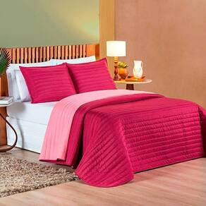 Cobre Leito Queen Mult Colors Dupla Face Micropercal 200 Fios 3 Peças - Pink/rosa