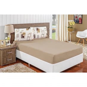 Jogo De Cama Malha Solteiro Quality 02 Peças - Avelã