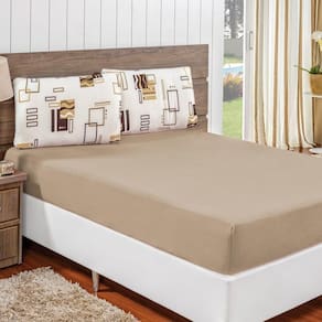 Jogo De Cama Malha Queen Quality 03 Peças - Avelã