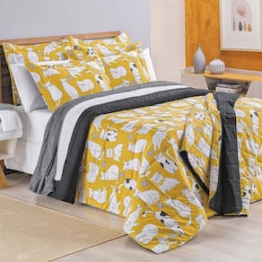 Edredom Queen New Cats Estampado 200 Fios 100% Algodão 3 Peças