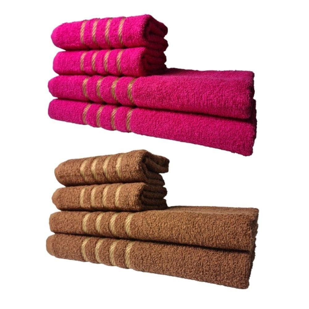 Kit 8 Toalhas Grossas E Grandes Montreal 4 Banhos 4 Rostos Rosa+marrom