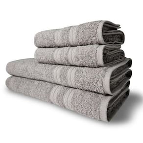 Jogo De Toalhas Itália Soft 4 Pçs - 2 Banho E 2 Rosto 430g-m² 100% Algodão Cinza