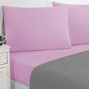 Jogo De Cama Malha Lençol 100% Algodão Gran Moratta 4 Peças Queen Cinza-rosa