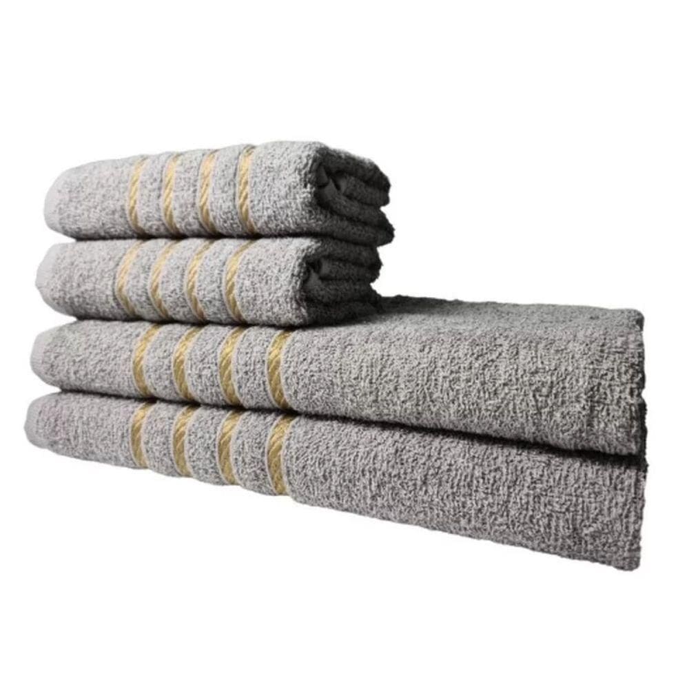 Jogo De Toalha 2 Banho 2 Rosto - 4pçs Luxo Montreal Cinza