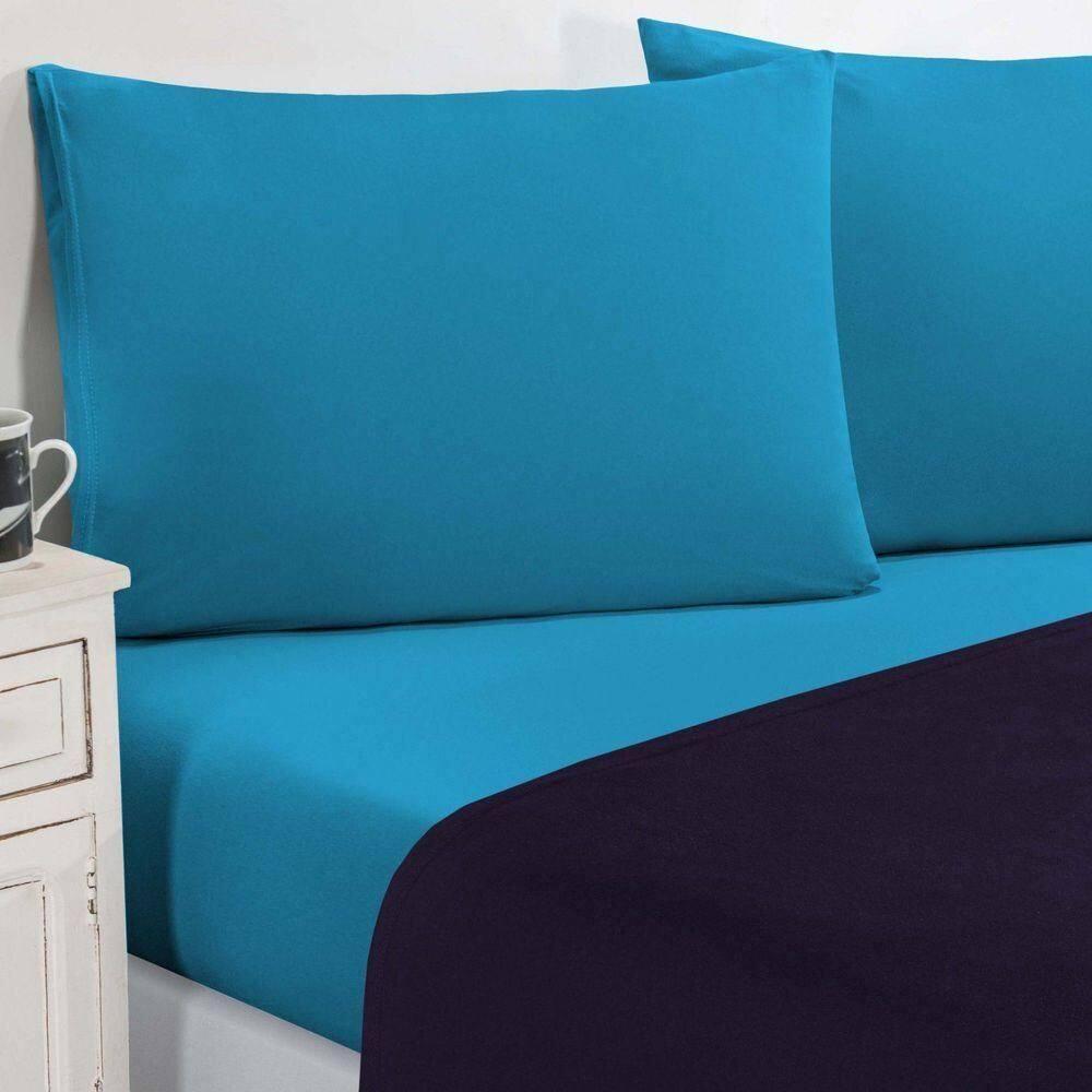 Jogo De Cama Malha Lençol 100% Algodão Gran Moratta 4 Peças King Roxo-azul Turqueza