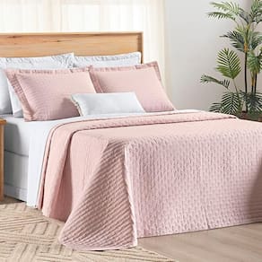 Cobre Leito Casal Padrão Verity 200 Fios Bordado 3 Peças - Rosa