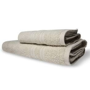 Kit 2 Toalhas Itália Soft 1 Banho 1 Rosto Grossa 100% Algodão 430g/m² Bege