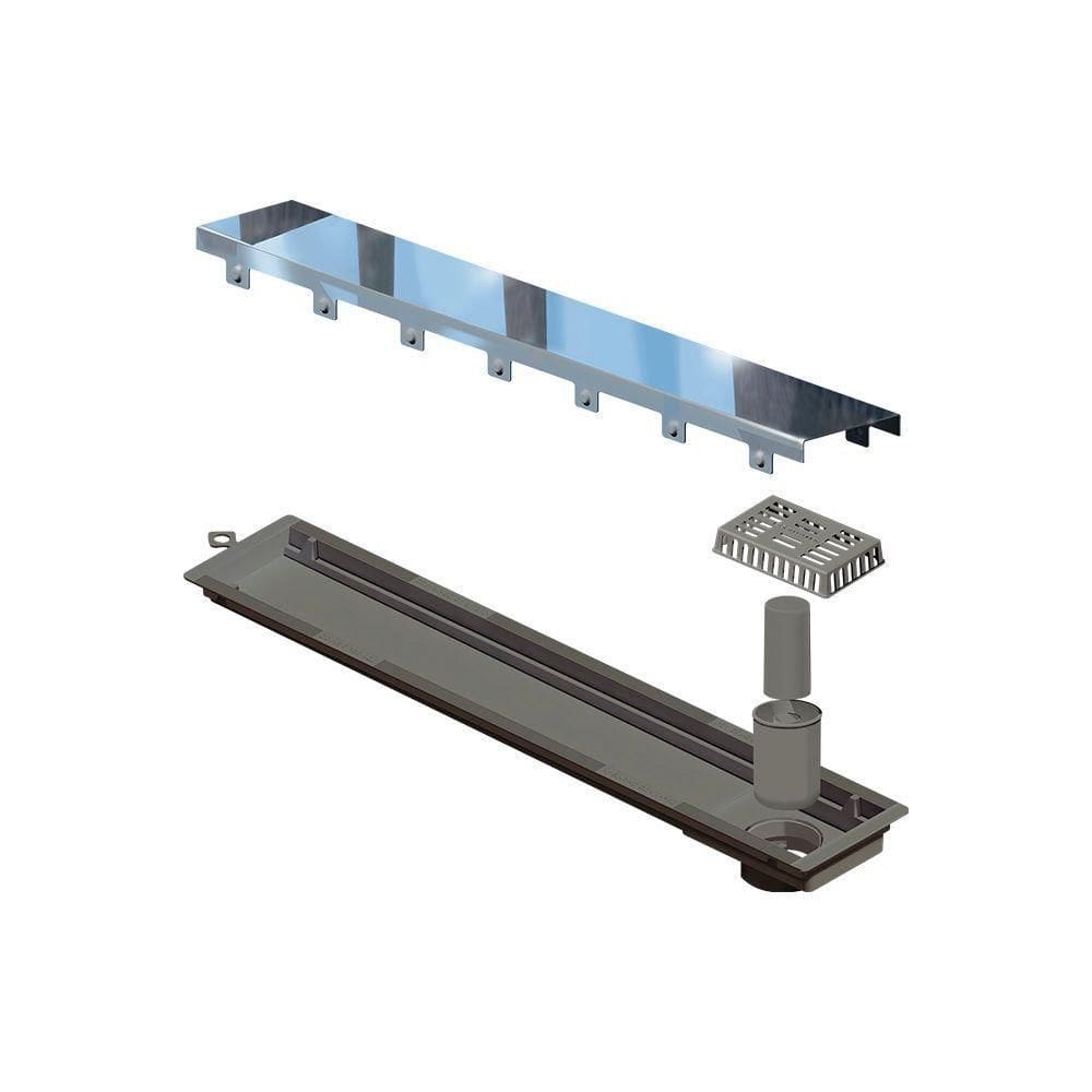 Ralo Linear Novii Sifonado 4225 50cm Saída Na Extremidade Com Tampa Inox Polida 4225