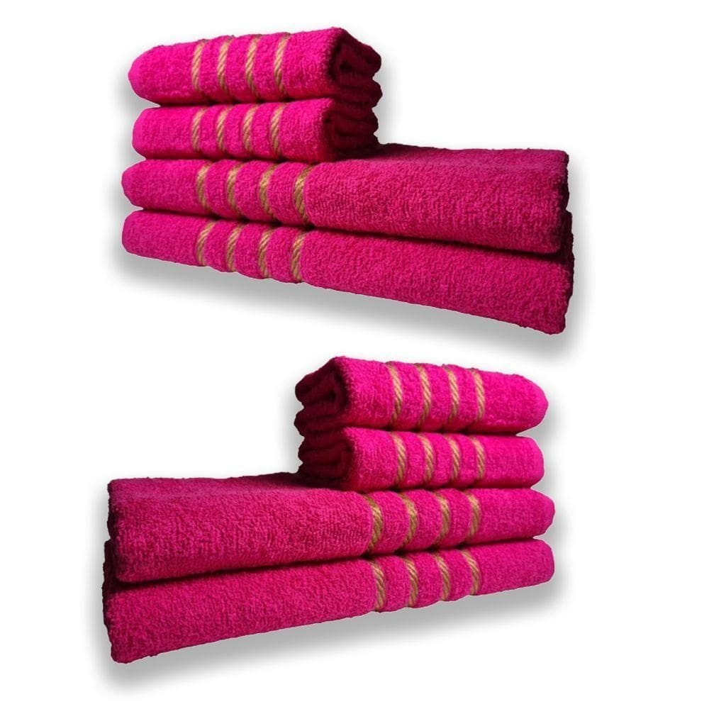 2 Jogos De 4 Toalhas 4 Banho 4 Rosto Montreal 100% Algodão Rosa