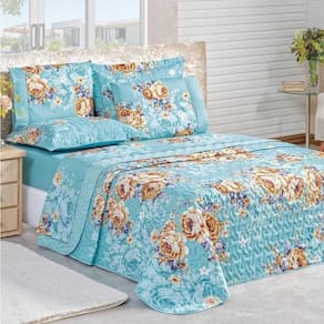 Cobre Leito Super King Naturale Dupla Face Micropercal 200 Fios 3 Peças - Jasmine