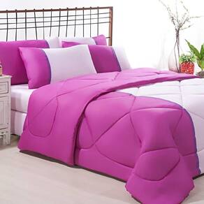 Enxoval Edredom + Jogo De Cama King Aconchego Premium 06 Peças Pink- Rosa Bebe