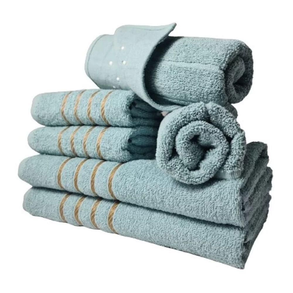 Jogo De Toalha 2 Banho 2 Rosto 2 Pisos Luxo Montreal Verde