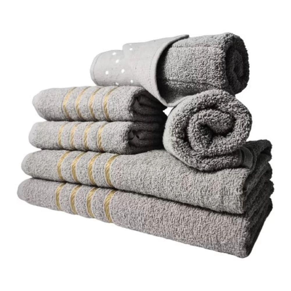 Jogo De Toalha 2 Banho 2 Rosto 2 Pisos Luxo Montreal Cinza