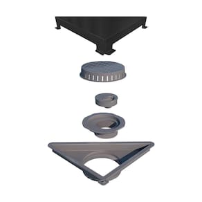 Ralo Linear Elleve Vertex Triangular 5634 16x16x22 Com Tampa Grafite