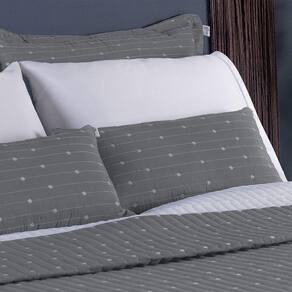 Kit Cobre Leito Casal Padrão 7 Peças Bordado Urbany 100% Poliéster Hipercal 400 Fios Cinza