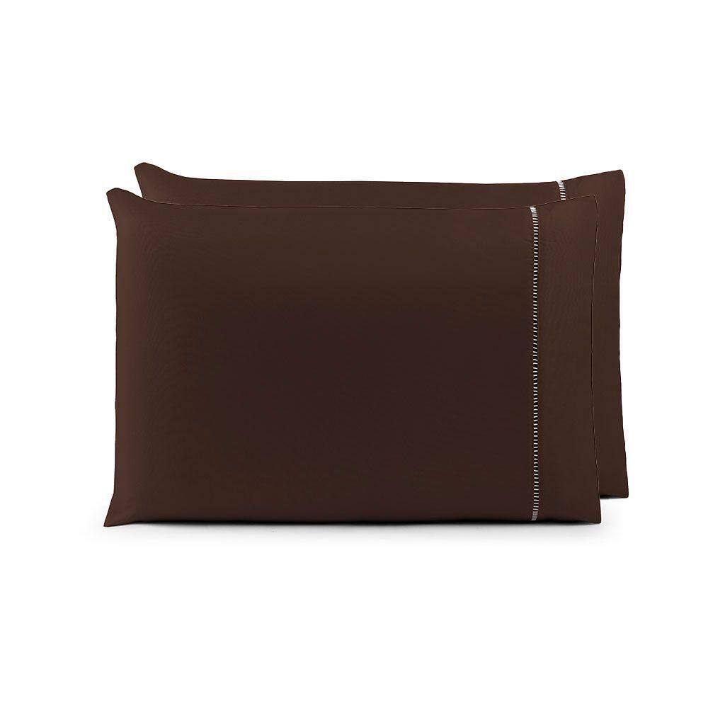 Par De Fronhas 70cm X 50cm 2 Peças Laura 100% Poliéster Toque Percal 200 Fios Cor:tabaco