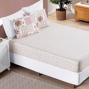 Jogo De Cama Lençol Bouti Estampado King 03 Peças - Rosa Matura