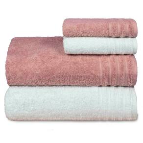 Jogo De Toalha Gigante Fio Penteado 4 Peças - Twist - Rosa + Branco