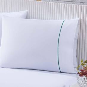 Jogo De Cama Lençol 100% Algodão Percal 150 Fios King Gran Moratta 3 Peças - Branco E Verde