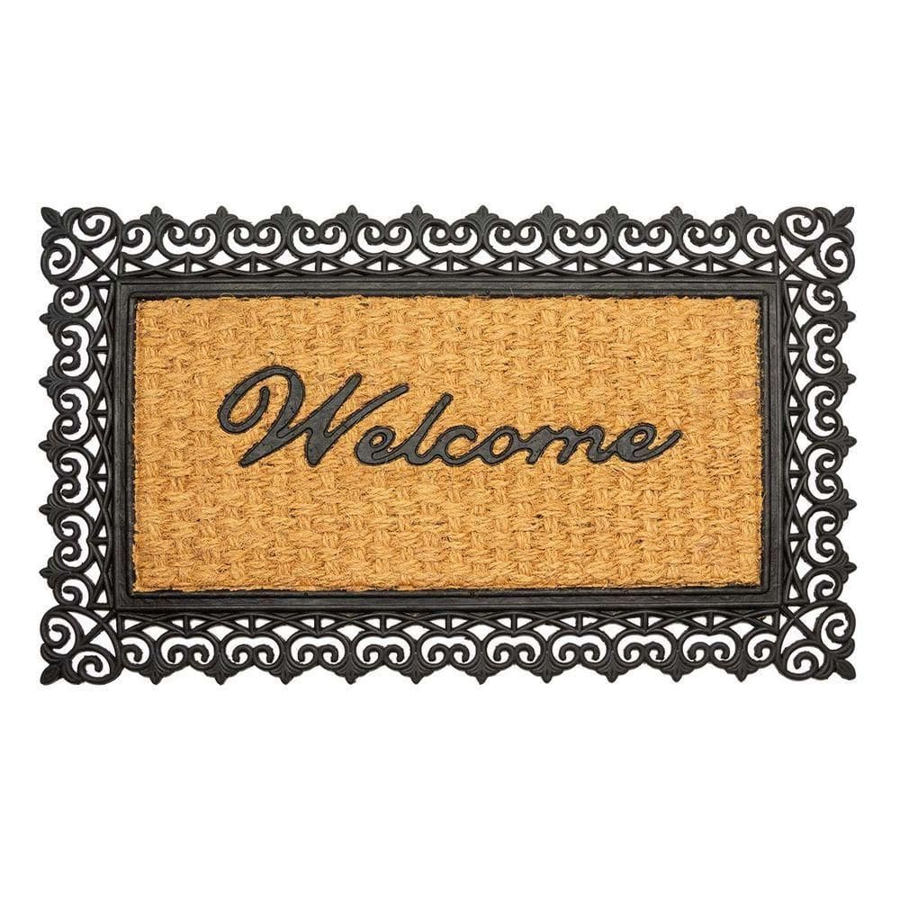 Capacho Fibra De Coco Prime 24 Bege Preto 0,45x0,75m