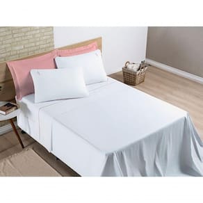 Jogo De Cama Lençol Percal 200 Fios 100% Algodão Liana King 04 Peças - Branco