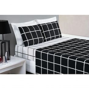 Jogo De Cama Com Lençol De Cima 200 Fios Austin King 04 Peças - Preto