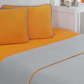 Jogo De Cama Malha Lençol 100% Algodão Urbano 3 Peças Solteiro - Laranja-mescla