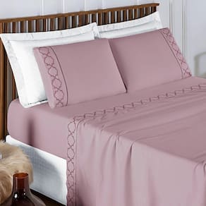 Jogo De Cama 300 Fios Bordado Queen Infinity 04 Peças - Frapê De Uva