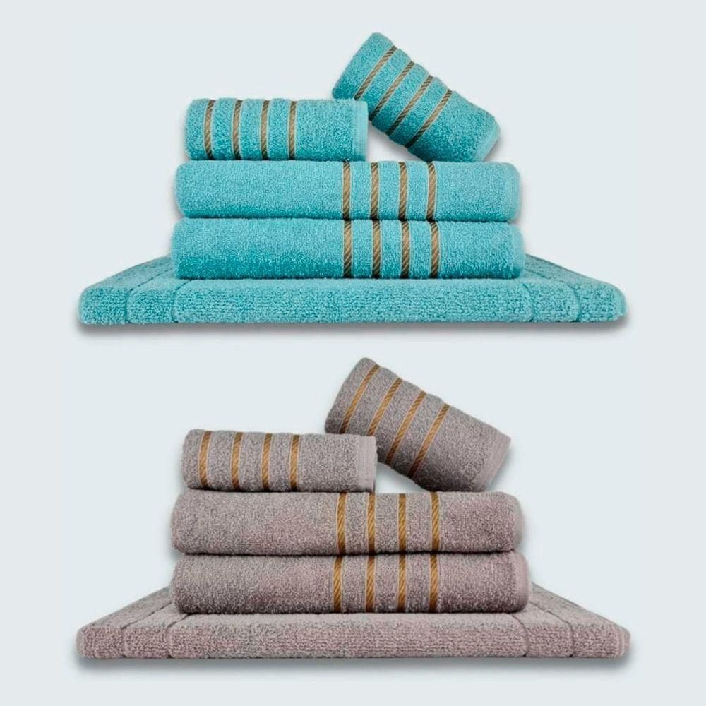 Jogo De Toalhas 10 P?s Cole??o Montreal 100% Algod?o Verde+cinza