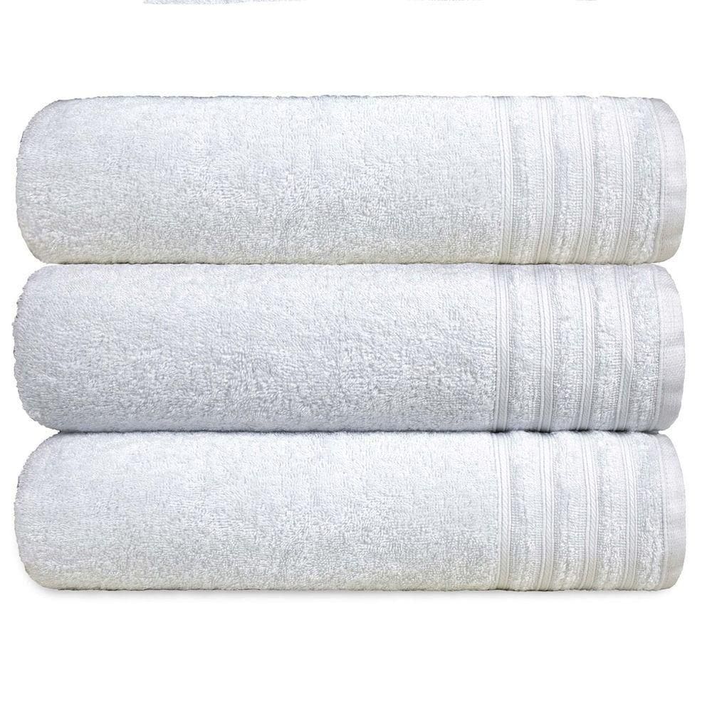 Kit 3 Toalha De Rosto Grande Fio Penteado 100% Algodão - Twist - Branco
