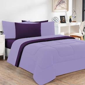 Kit Edredom + Jogo De Lençol Malha 100% Algodão Gran Moratta 7 Peças Casal - Lilás-roxo