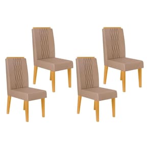 Cadeira Sala de Jantar Lia Kit 4 un Cedro/Suede Kraft - DJ Móveis