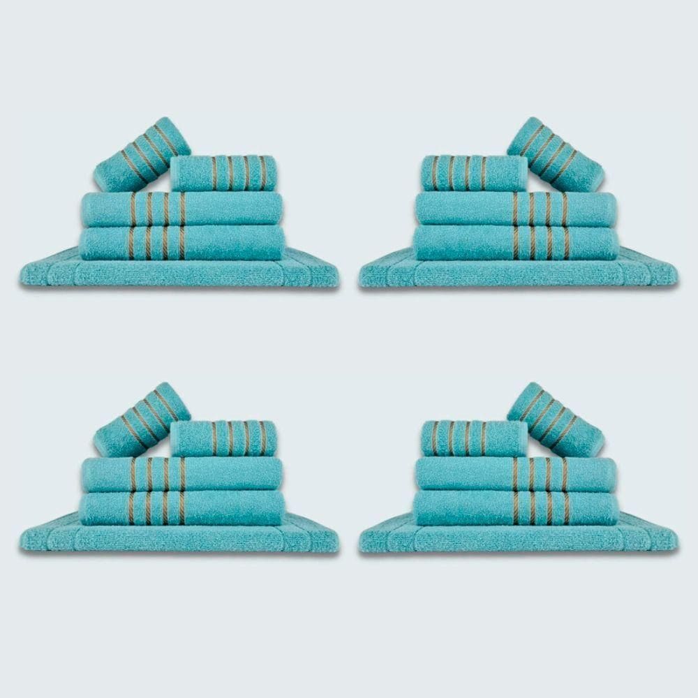 Jogo De Toalhas 20 P?s Cole??o Montreal 100% Algod?o Verde Aqua