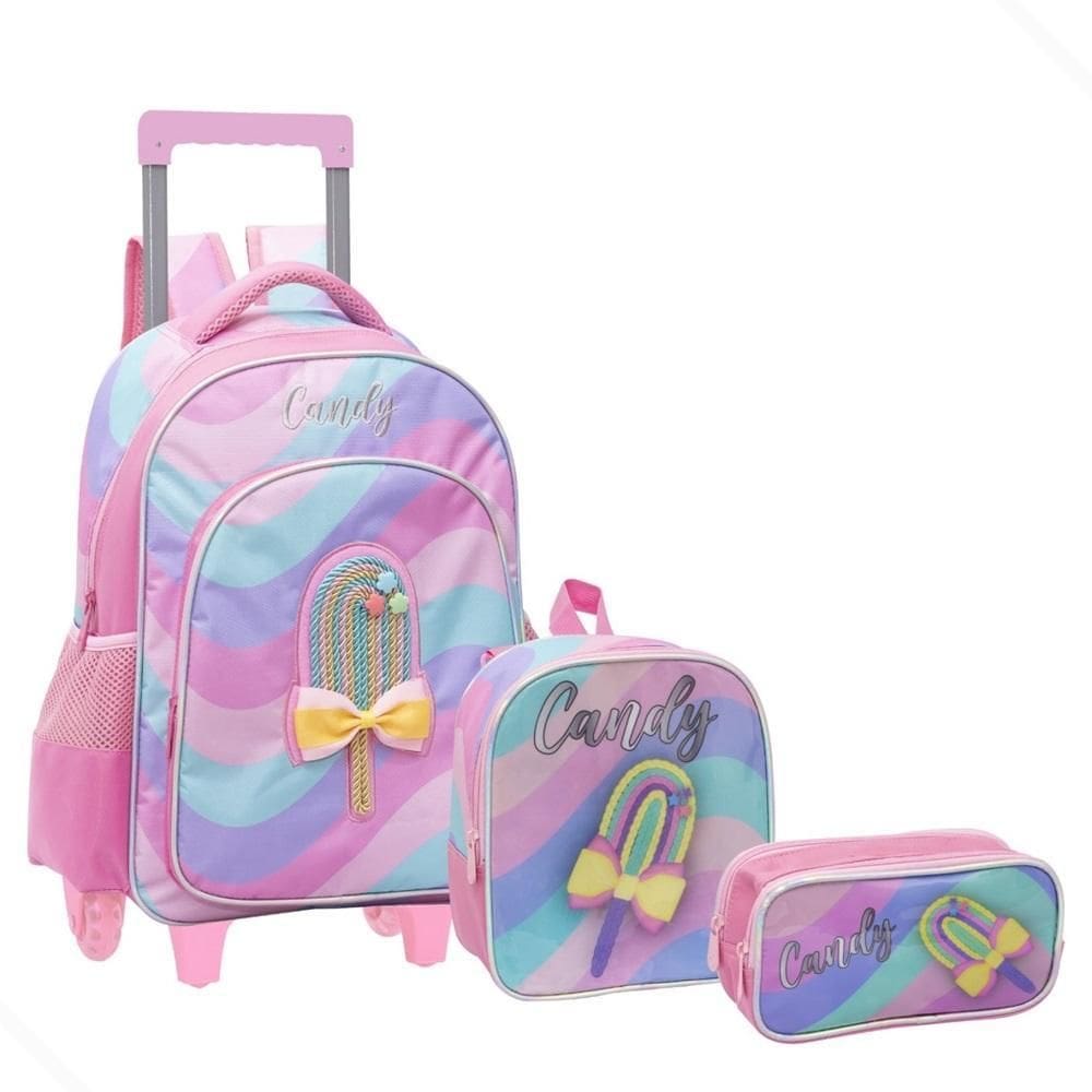 Kit Mochila Infantil Candy Menina Estojo Lancheira Térmica